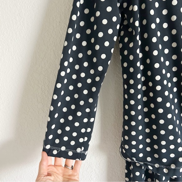 Soma Pajama Shirt and Pants Set Navy Beige Polka Dot Size S/M - Picture 5 of 12